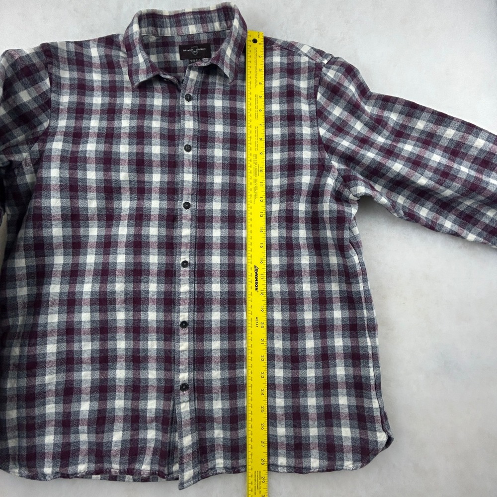 Black Brown 1826 Heavy Flannel Shirt Mens‎ XL Burgundy Gray Plaid Long Sleeve - Picture 10 of 15